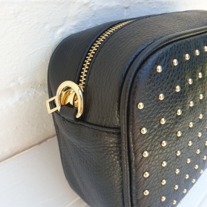 Studded Leather Bag - Black & Gold